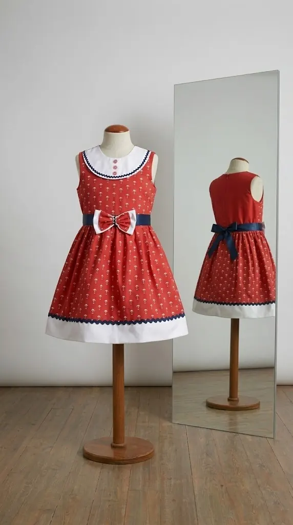 Vestido infantil marinero rojo confeccionado artesanalmente